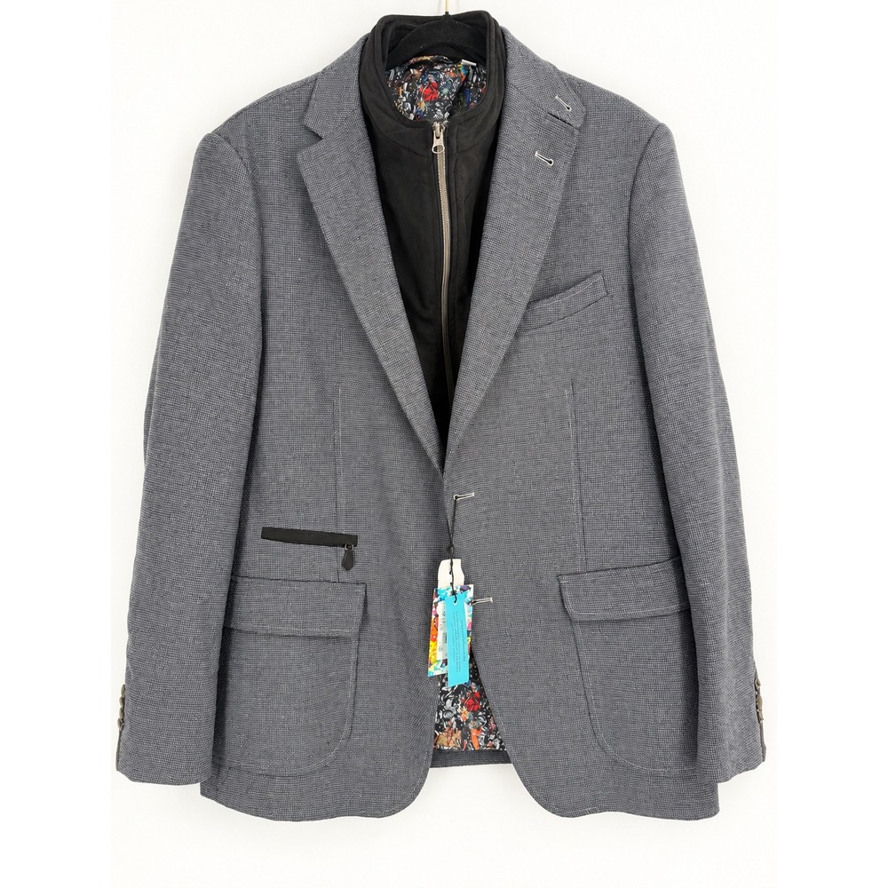 Robert Graham Sport Coat Mens 44 Grey Wool Cashmere Suede Bib Blazer Uptown NWT